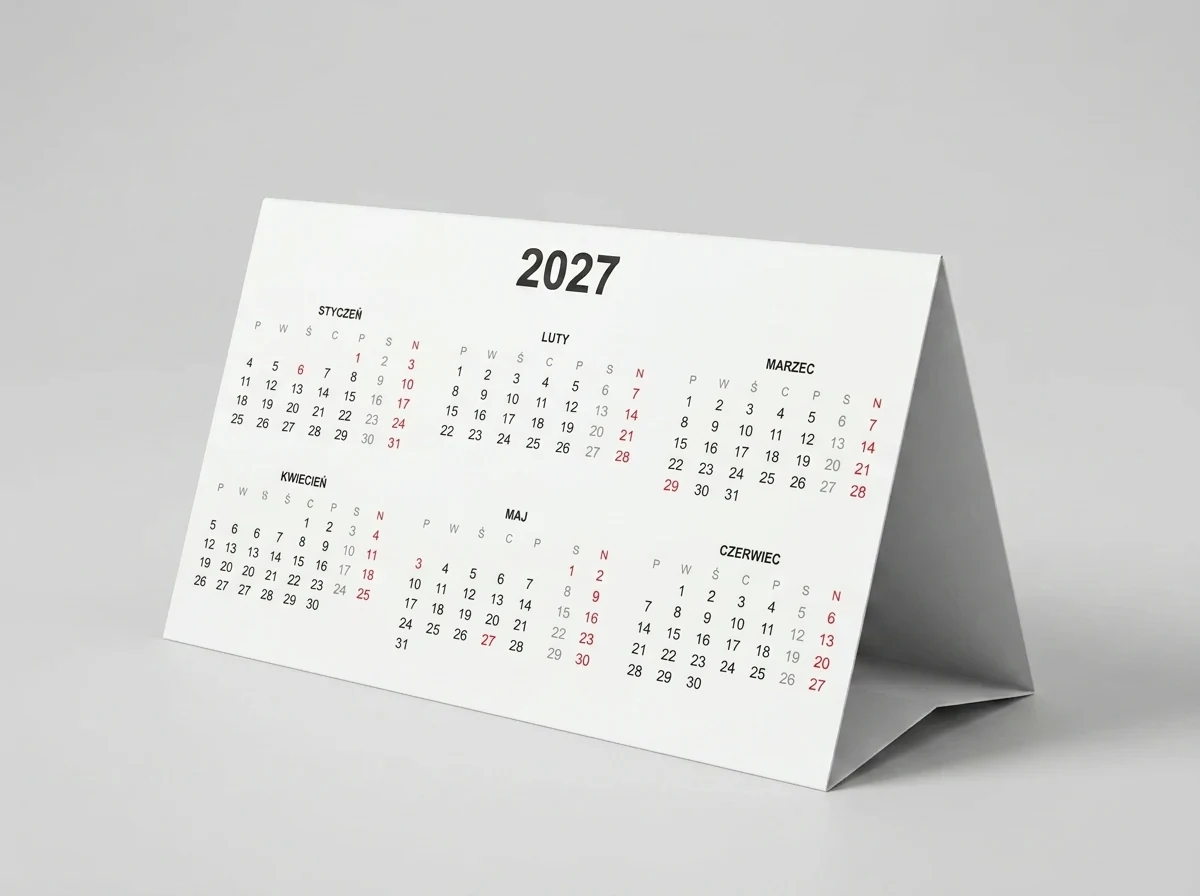 Pyramidenkalender DL 210 × 110 mm, Höhe 104 mm, Kalendarium 2027: 6 Monate je Wand