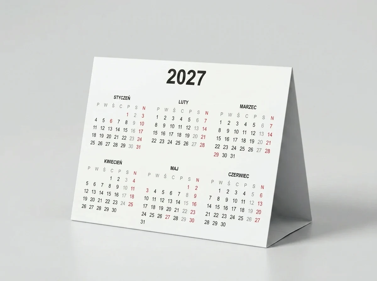 Pyramidenkalender A5 quer 210 × 148 mm, Höhe 141 mm, Kalendarium 2027: 6 Monate je Wand