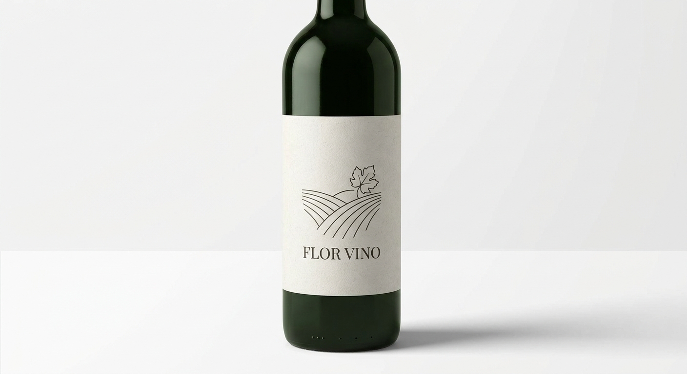 Minimalistyczna etykieta na wino na papierze z fakturą