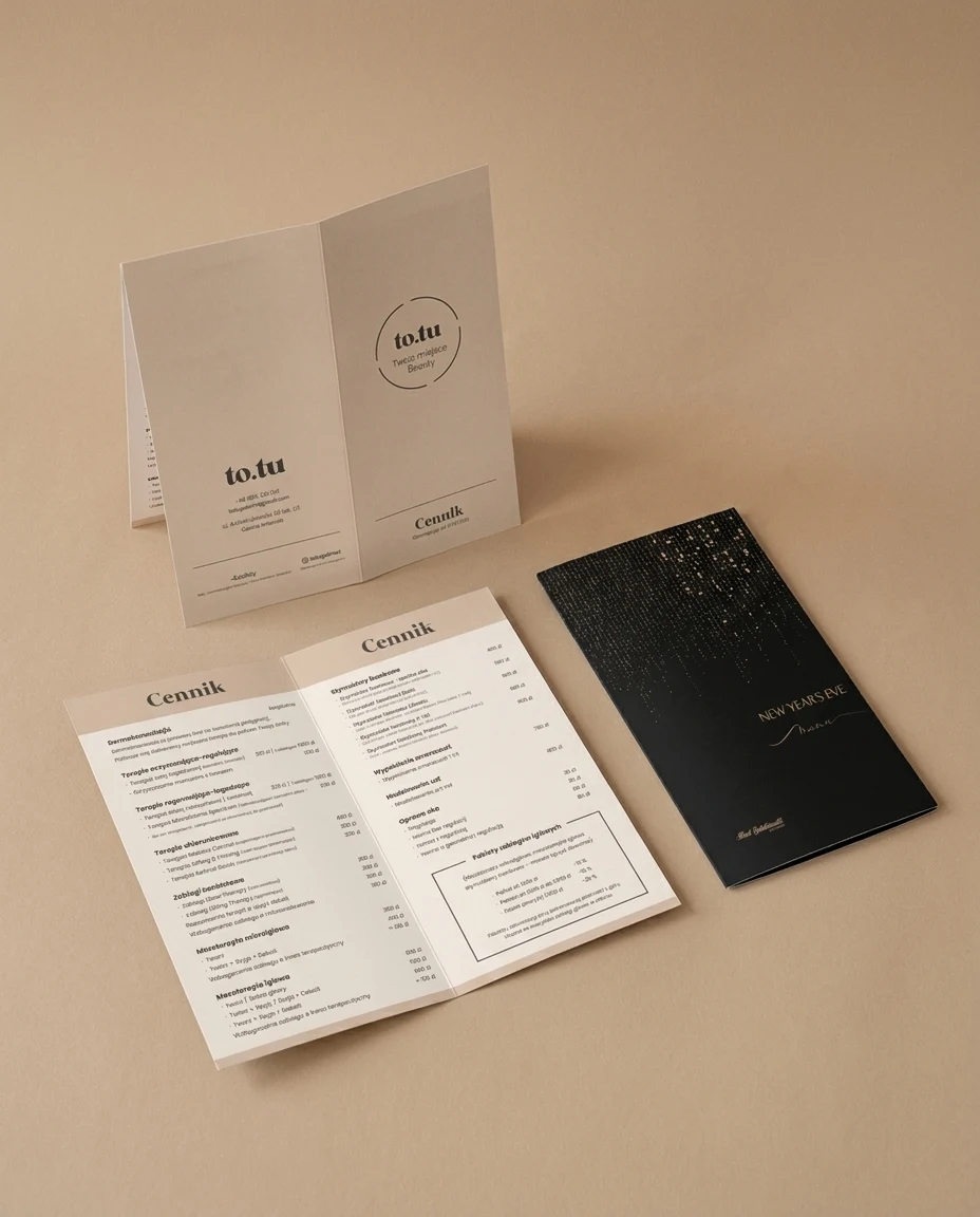 DL-Preisliste mit Mittelfalz und schmale Speisekarte 105×297